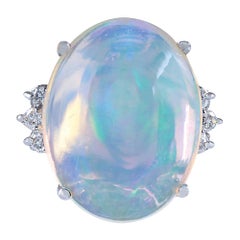 Natural Opal Diamond Ring In 14 Karat White Gold 