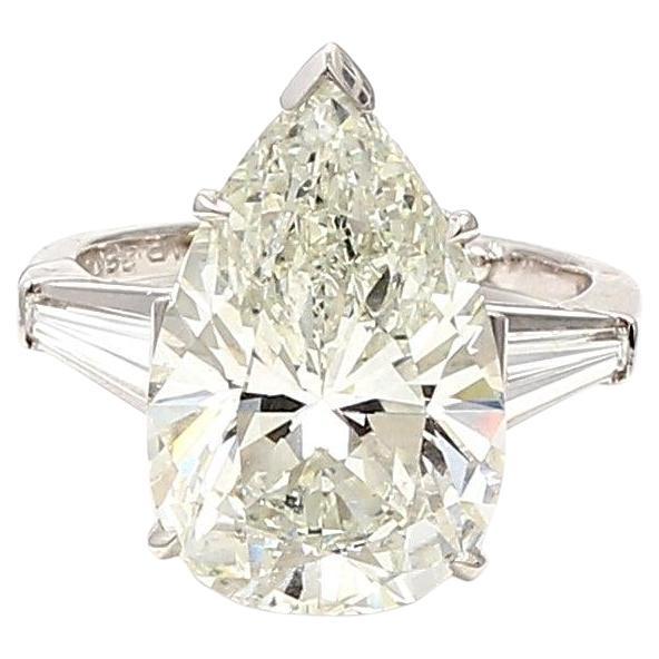 9.82 Carat Pear Shape and Tapered Baguette Diamond Platinum Engagement Ring