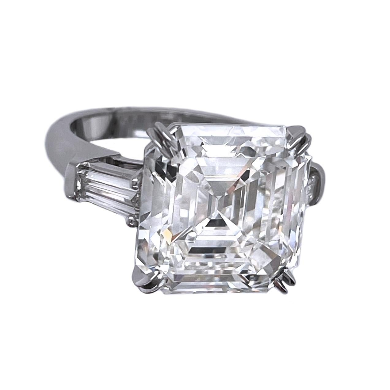 For Sale:  9.82 Carat Square Emerald Cut Diamond Ring GIA Certified 2