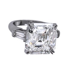 9.82 Carat Square Emerald Cut Diamond Ring GIA Certified