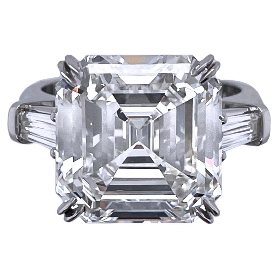 For Sale:  9.82 Carat Square Emerald Cut Diamond Ring GIA Certified