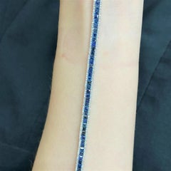 9, 829 18KT Gold Rare 7CT Fancy Glittering Princess Cut Sapphire Diamond Bracelet