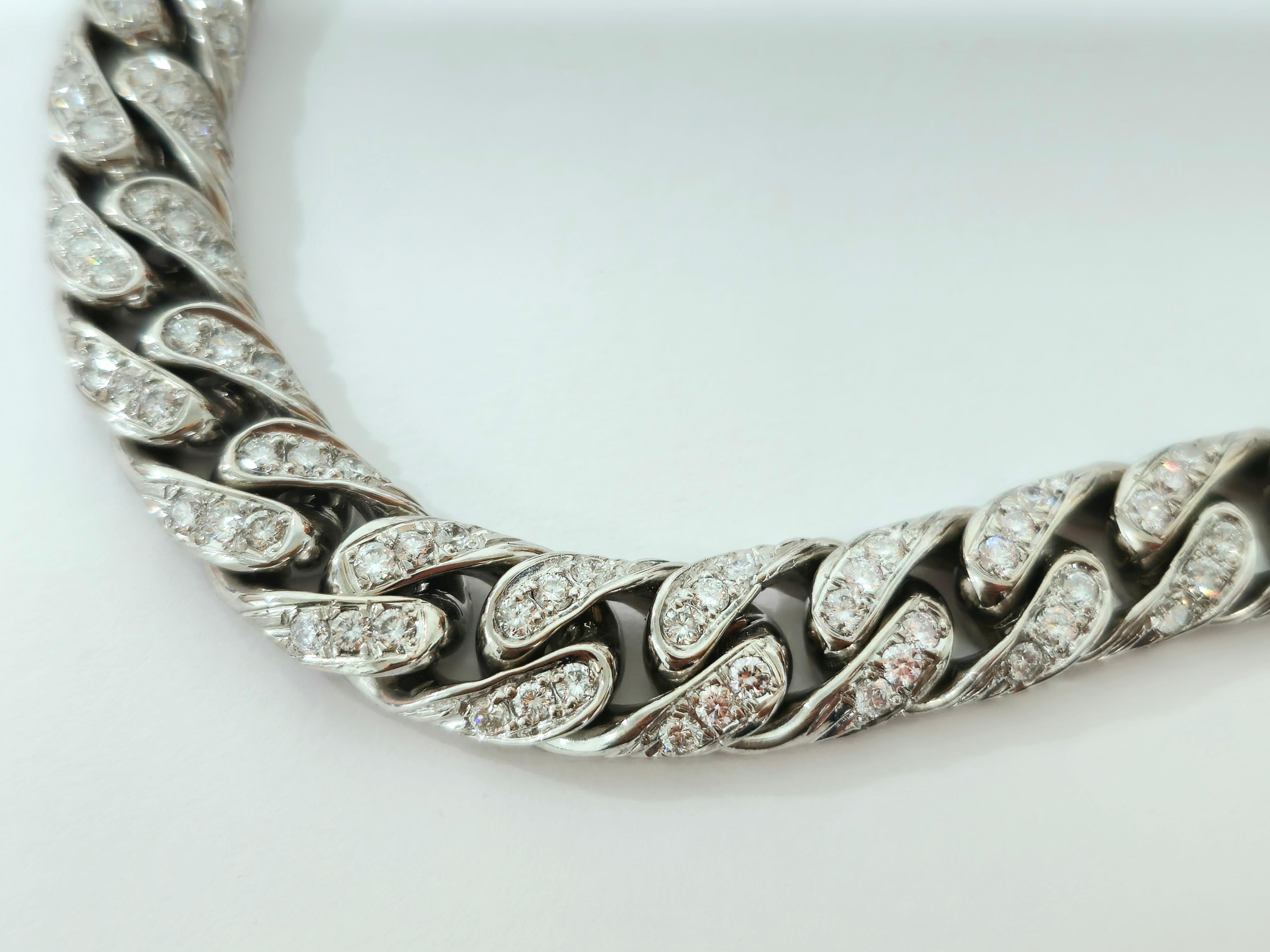 Contemporary 9.82ct Diamond Cuban Link in 18k White Gold Unisex Bracelet For Sale