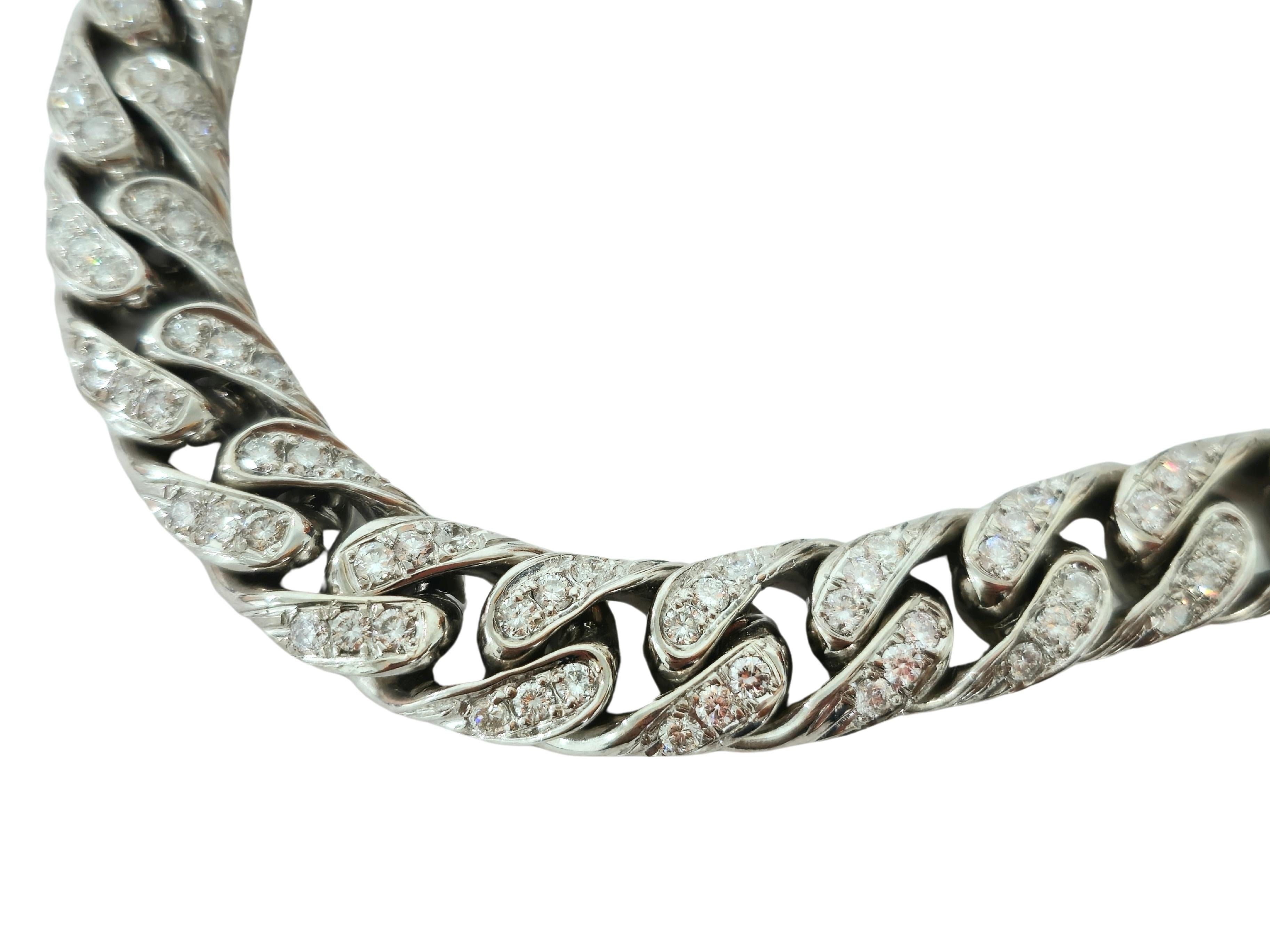 Contemporain Bracelet unisexe à maillons cubains en or blanc 18 carats et diamants 9,82 carats en vente