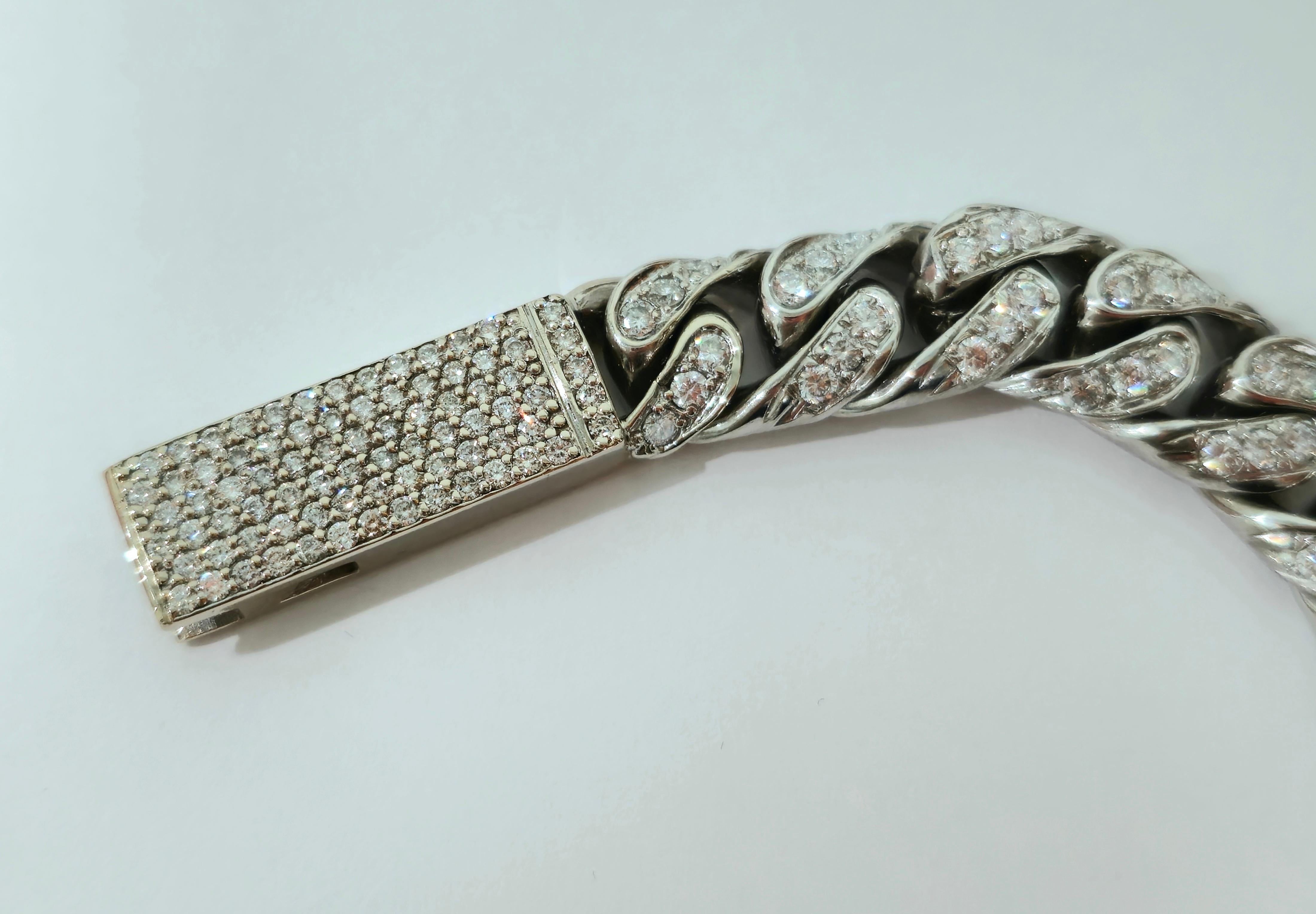 Brilliant Cut 9.82ct Diamond Cuban Link in 18k White Gold Unisex Bracelet For Sale