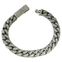 Used 9.82ct Diamond Cuban Link in 18k White Gold Unisex Bracelet