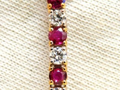 9.82ct Natural Ruby Diamonds Alternating Tennis Bracelet 14kt