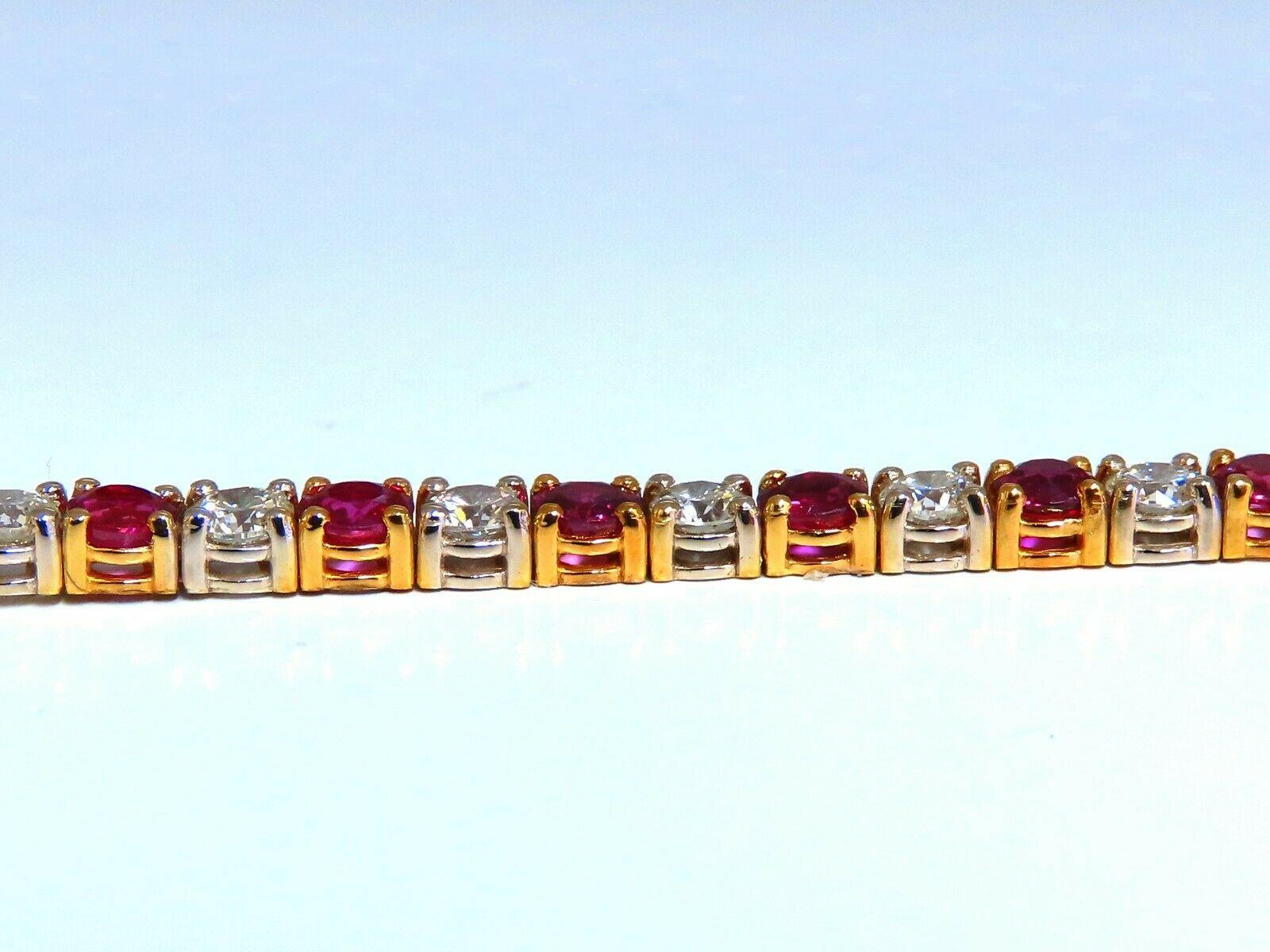 9.82ct Natural Ruby Diamonds Alternating Tennis Bracelet 14kt For Sale 1