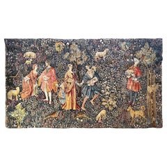 983 - Magnifique tapisserie Jaquar vintage de style Aubusson médiéval