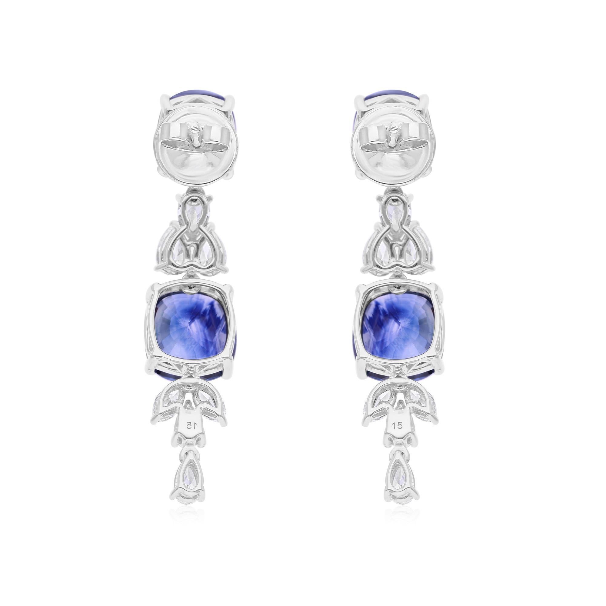 Pendientes Colgantes Zafiro Azul 9,83 Quilates Diamante 1,40 Quilates Oro Blanco 18 Kilates en venta 1