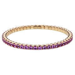 9.83 Carat Pink Sapphire Stretch Tennis Bracelet 18 Karat Rose Gold