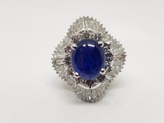 9.83 Carat White Gold Diamond Blue Sapphire Cocktail Ring