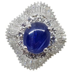 9.83 Carat White Gold Diamond Blue Sapphire Cocktail Ring
