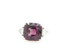 9.84 Carat GRS Certified Burma No Heat Pink-Purple Spinel and White Diamond Ring