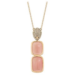 Pendentif en or rose 18 carats avec quartz Guava de 9,84 carats et diamant blanc.