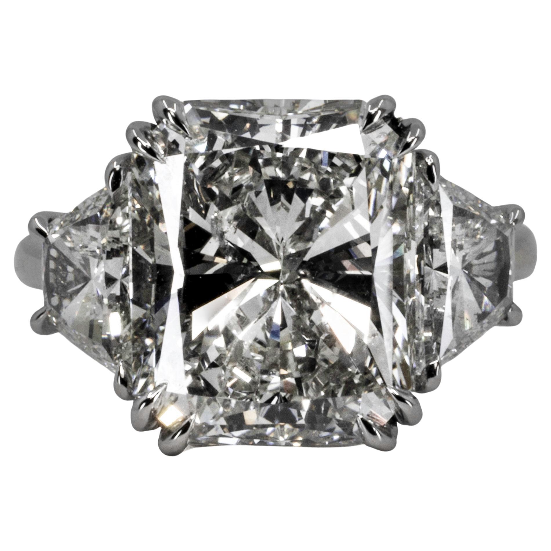 9.84 Carat TW Platinum Diamond Ring For Sale