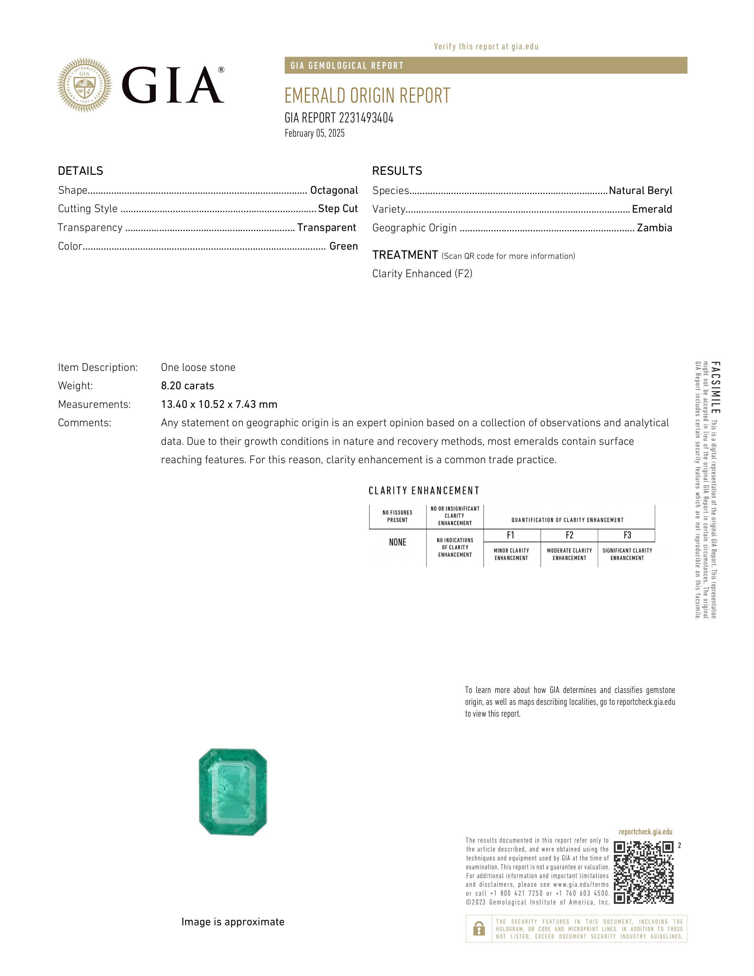 9.84 ct GIA Certified Natural Zambian Emerald & Diamond Ring For Sale 2
