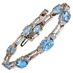 9.84ct natural aquamarine diamonds tennis bracelet 14kt vivid prime aqua blue