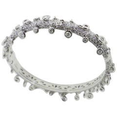 9.85 Carat Dangling White Diamonds Cuff Bracelets