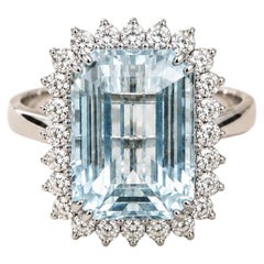 9,85-Karat-Statement-Ring mit natürlichem Aquamarin und 1,35 Karat Diamanten
