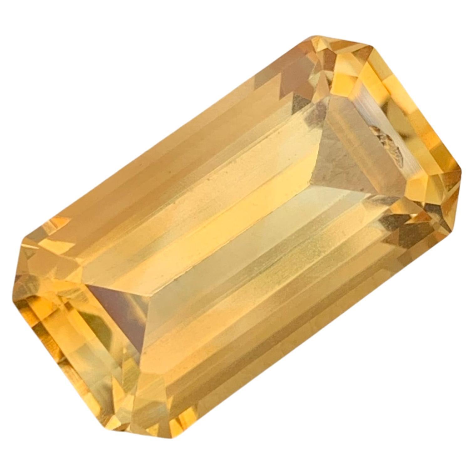 9.85 Carat Natural Loose Yellow Citrine Emerald Shape Gem For Necklace For Sale