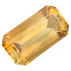 9.85 Carat Natural Loose Yellow Citrine Emerald Shape Gem For Necklace