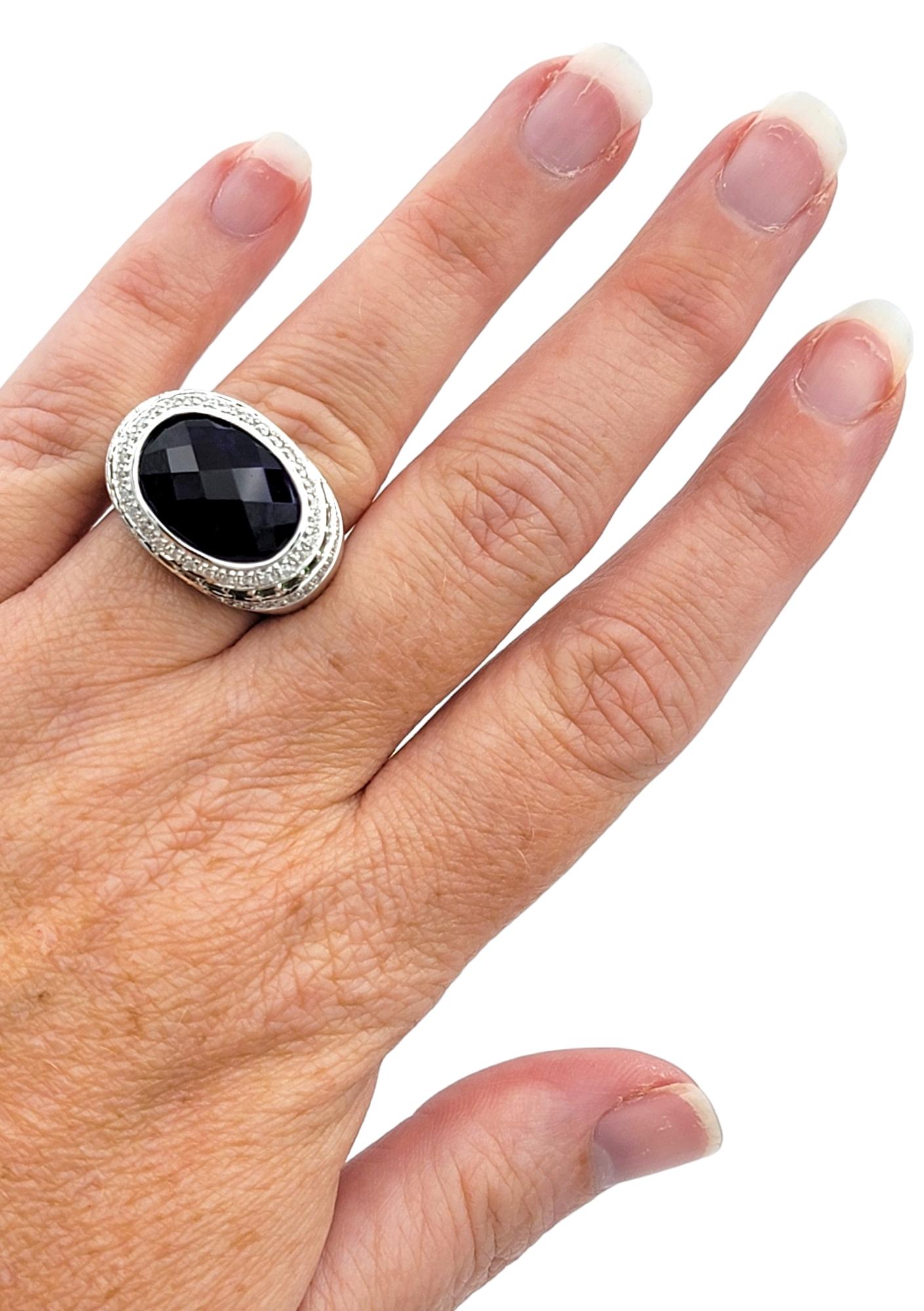 9.85 Carat Oval Amethyst with Tsavorite & Diamond Cocktail Ring in 14 Karat Gold For Sale 4
