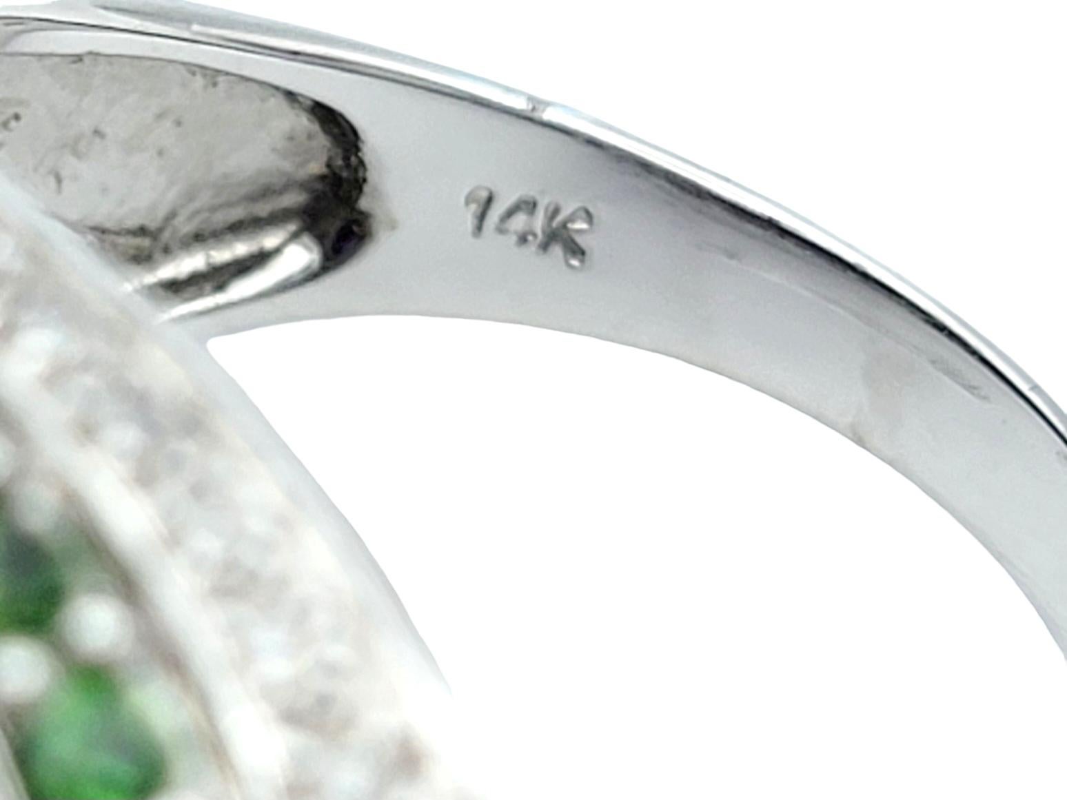 9.85 Carat Oval Amethyst with Tsavorite & Diamond Cocktail Ring in 14 Karat Gold For Sale 2