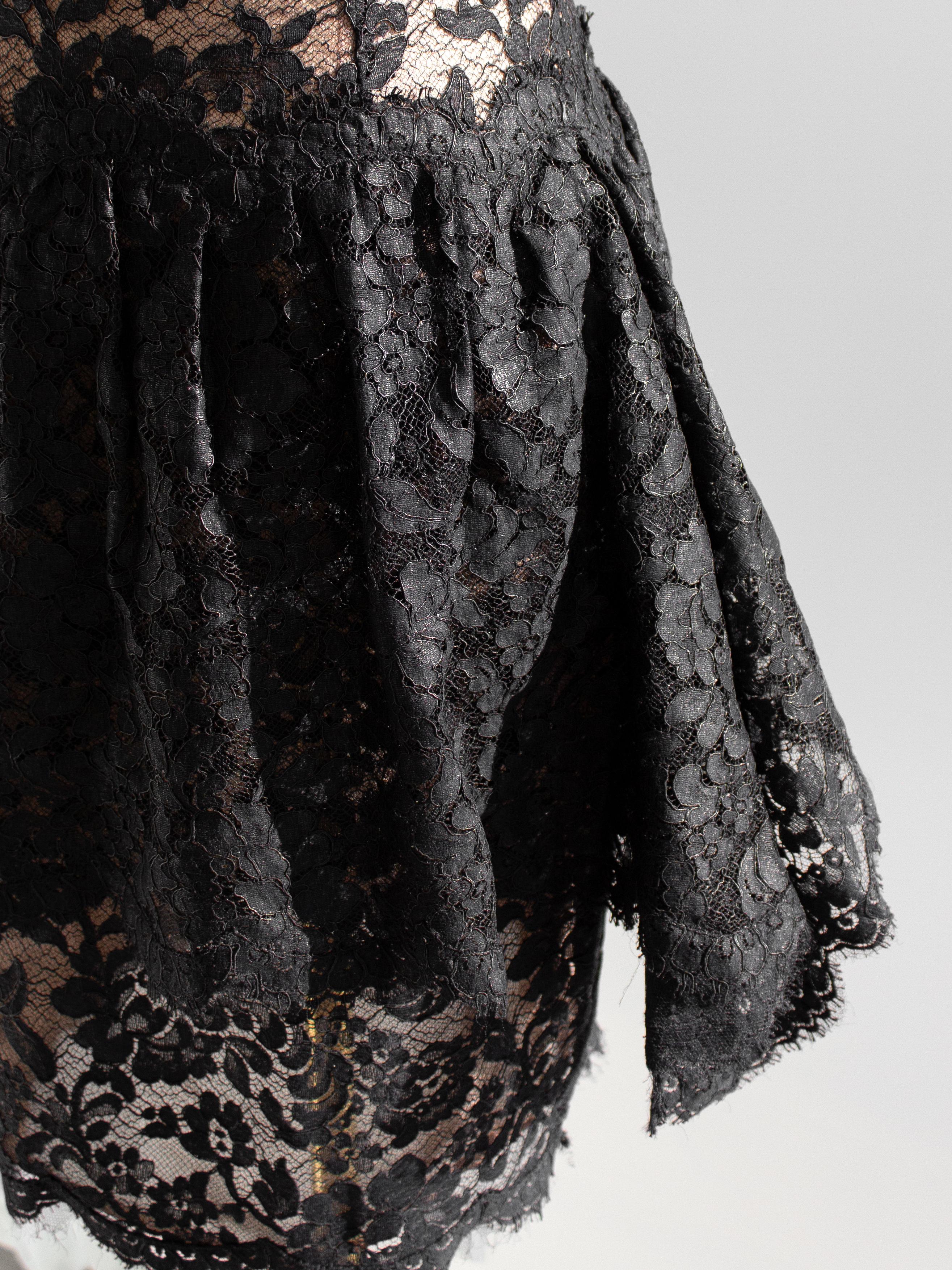 $9850 Chanel F/W 2018 Black Lace Flower Pearl Peplum Embellished 18K Mini Dress 8