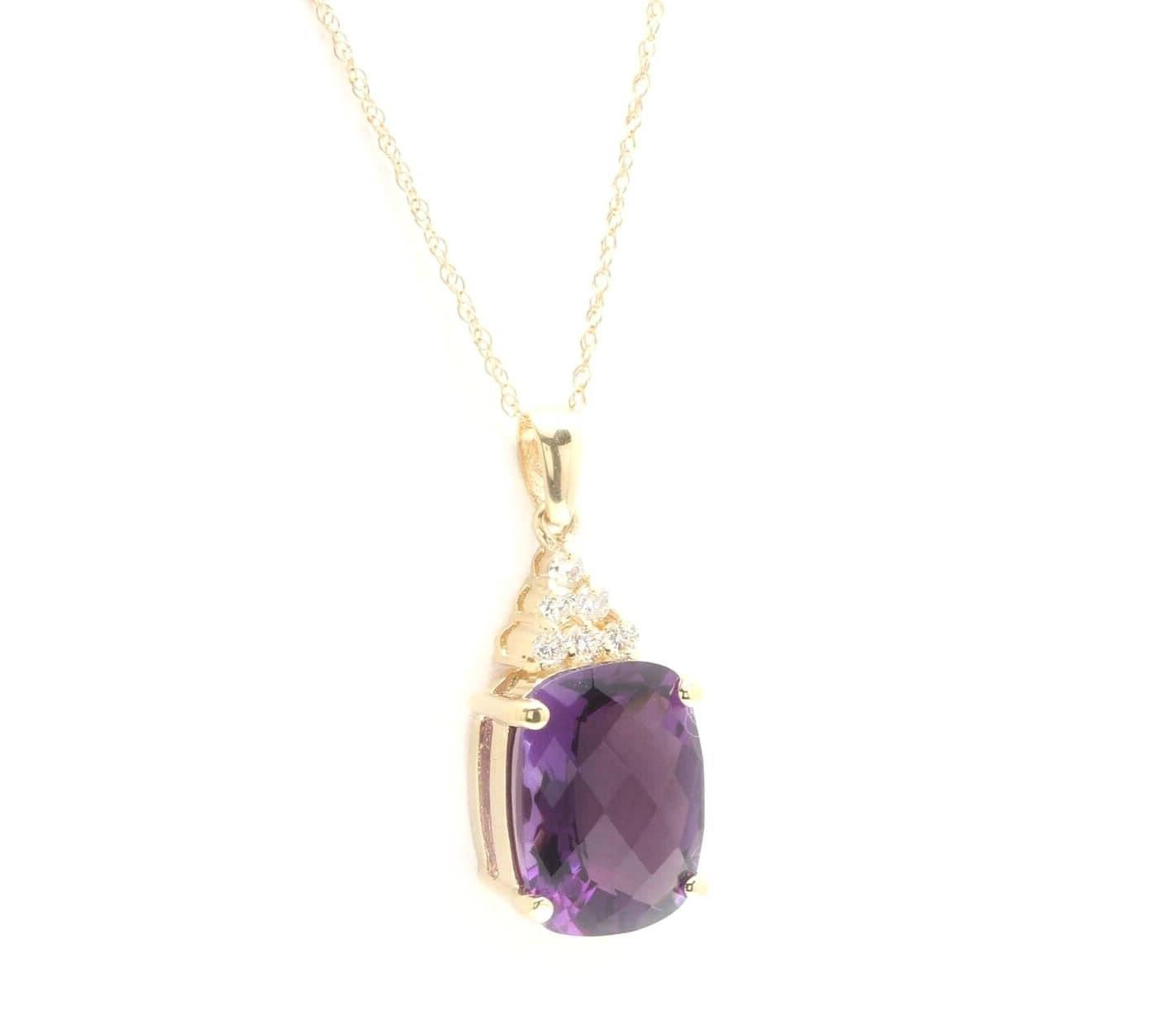 9.85Ct Natural Amethyst and Diamond 14K Solid Yellow Gold Necklace

Amazing looking piece! 

Stamped: 14K

Suggested Replacement Value: $4,000.00 

Natural Oval Cut Amethyst Weights: Approx. 9.50 Carats 

Amethyst Measures: Approx. 16.00 x