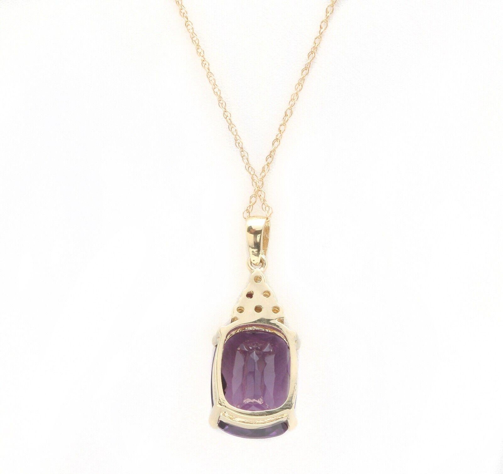 9.85Ct Natural Amethyst and Diamond 14K Solid Yellow Gold Necklace In New Condition For Sale In Los Angeles, CA