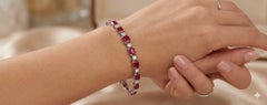 9.85ctw Emerald-Cut Ruby & Diamond Alternating Tennis Bracelet