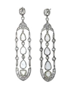 9,86 Karat Diamant-Ohrringe im antiken Stil aus 18K Gold