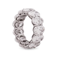 9.86 Carat Oval Cut Diamonds Sharing Prong Platinum Eternity Band