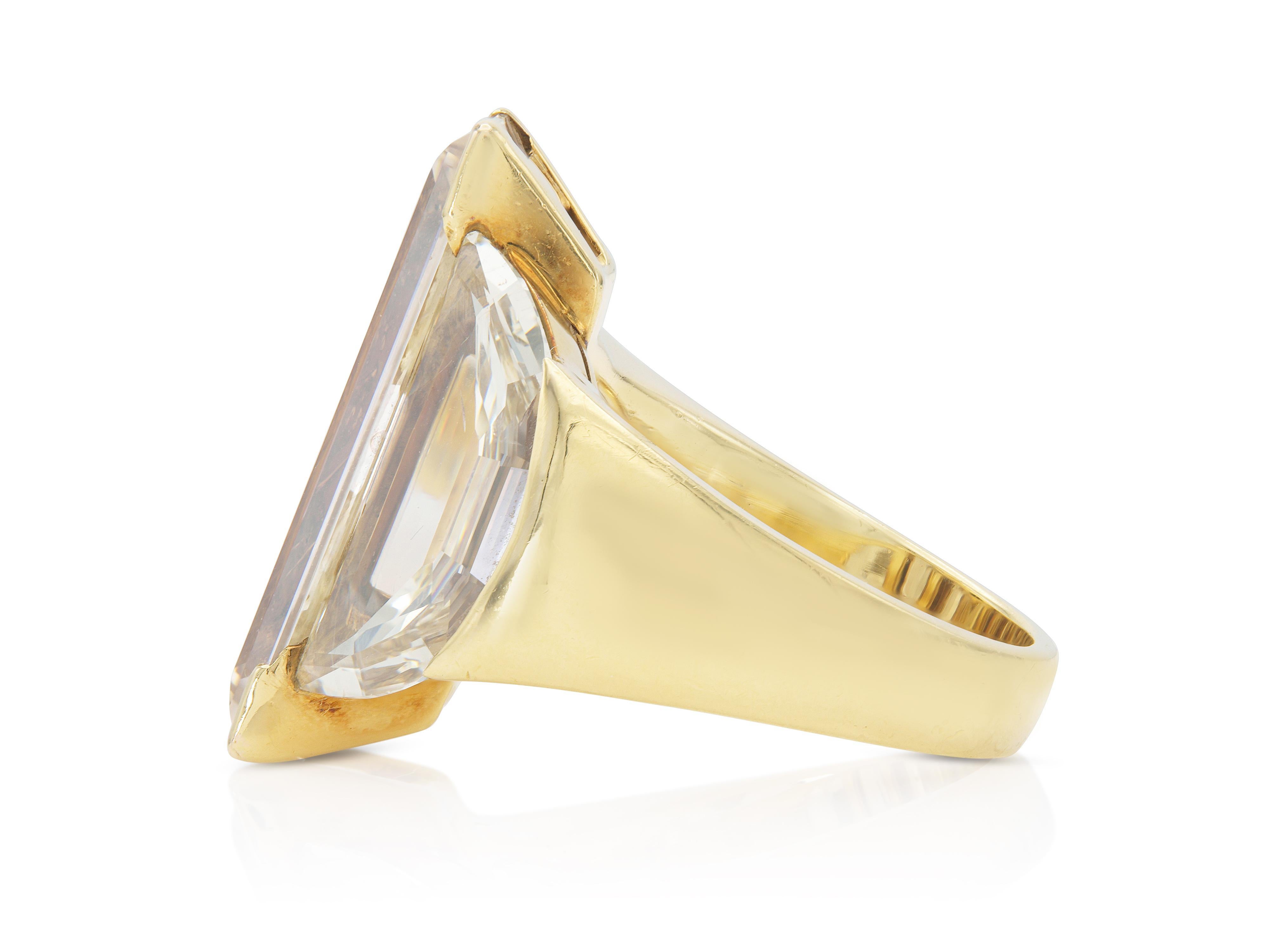 Taille baguette Bague à diamant rectangulaire de 9,86 carats et demi-lune de 6,20 carats en vente