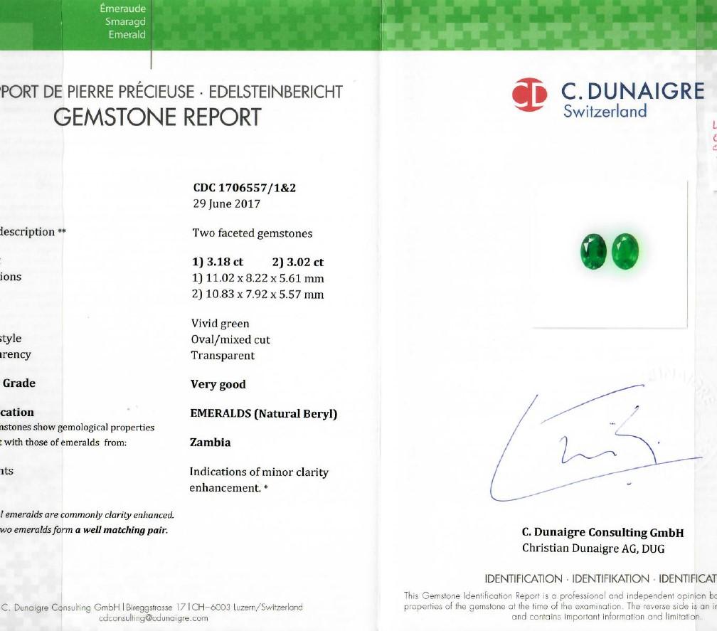 9.86ct Natural Zambian Oval Emerald & Pear Shape Diamond Earrings in 18KT Gold In New Condition For Sale In New York, NY