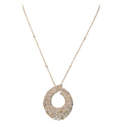 9.87 Carat Multibrown and White GSI Diamonds 18 Karat Pink Gold Pendant Necklace