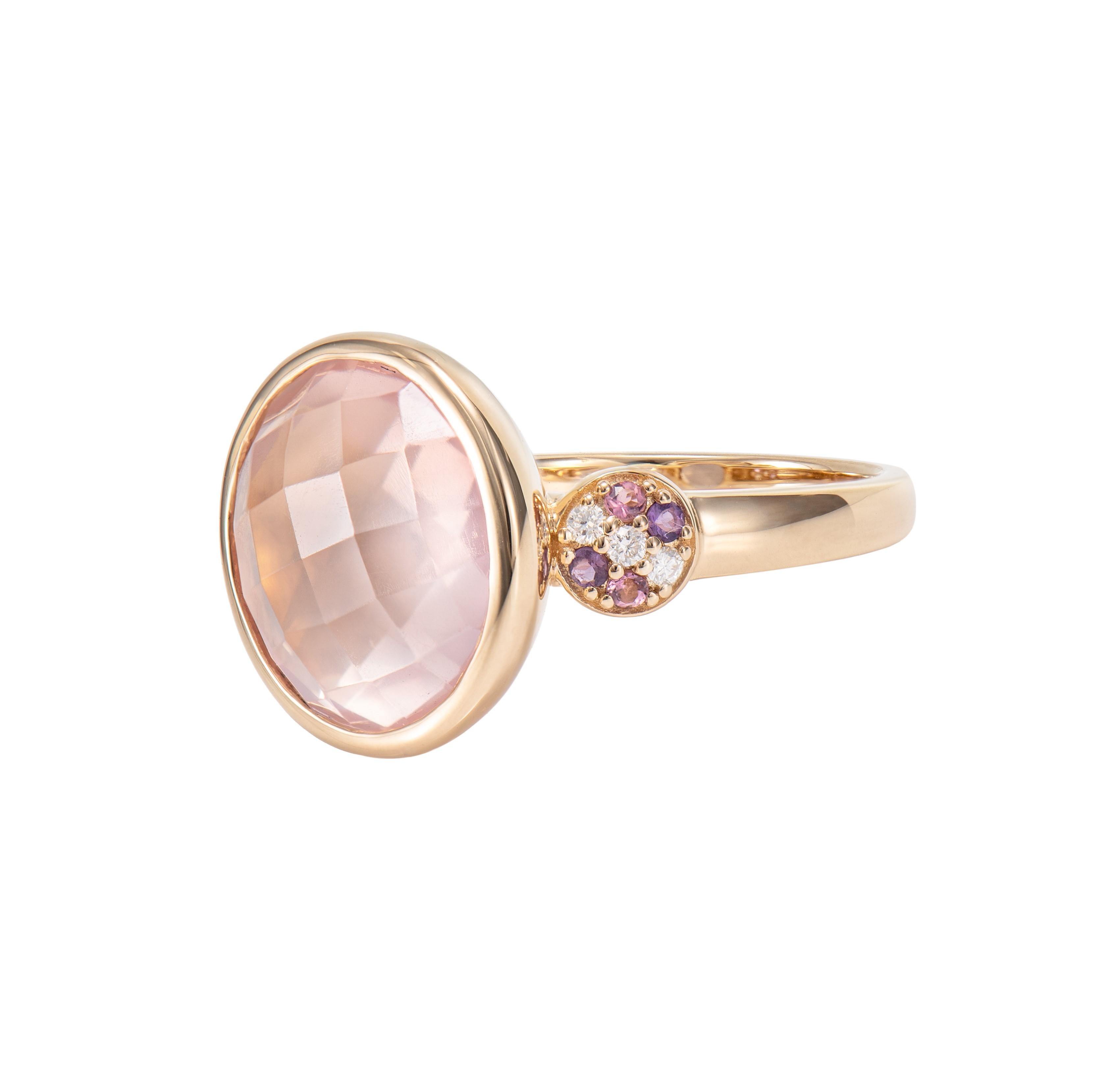 rose quartz and amethyst ring