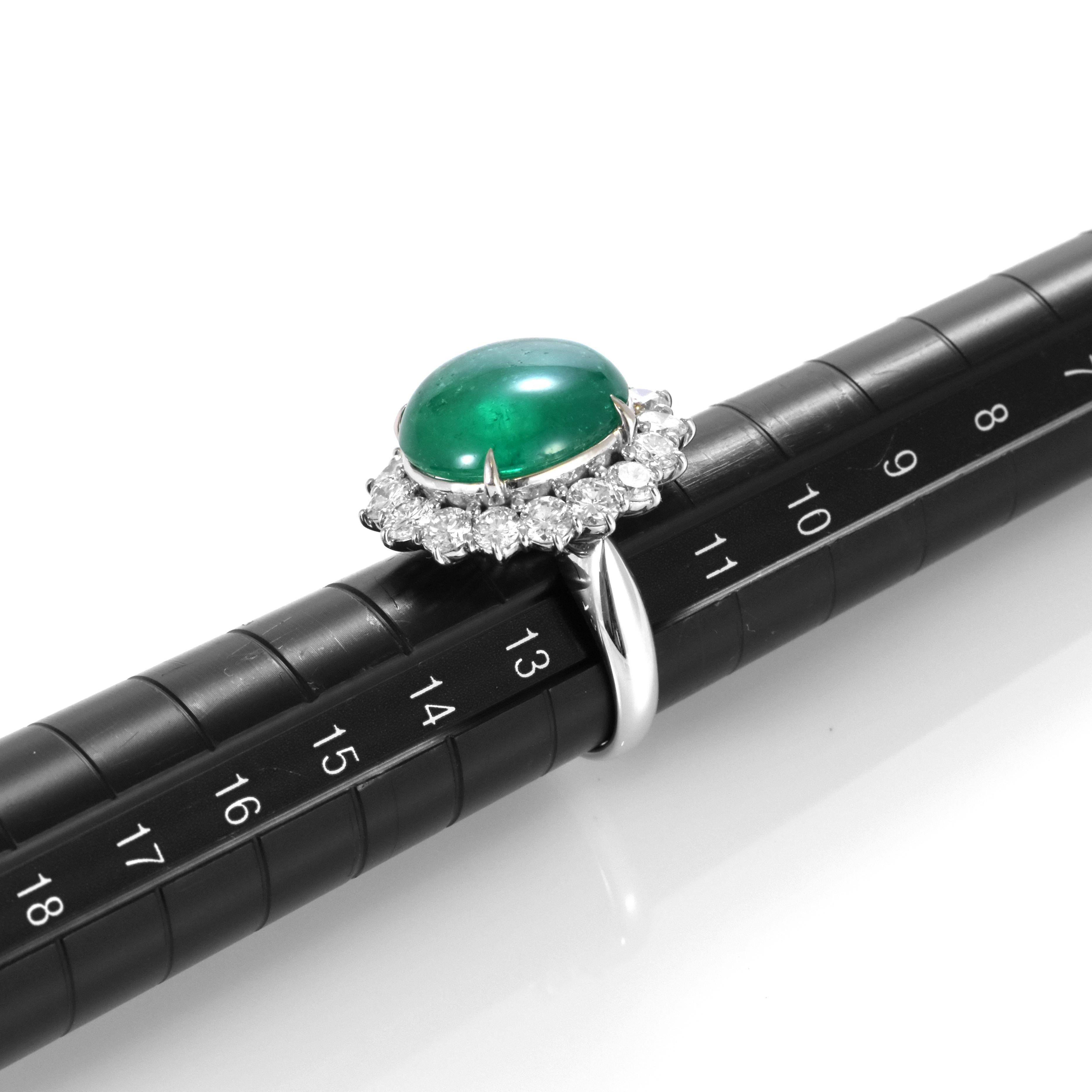 Anello con smeraldo naturale Colombain da 9,88 carati e diamanti in platino in vendita 7