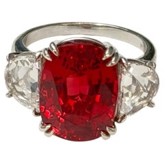 9.88 Carat Spinel Burma No Heat And Diamond Engagement Ring. Gubelin Certified.
