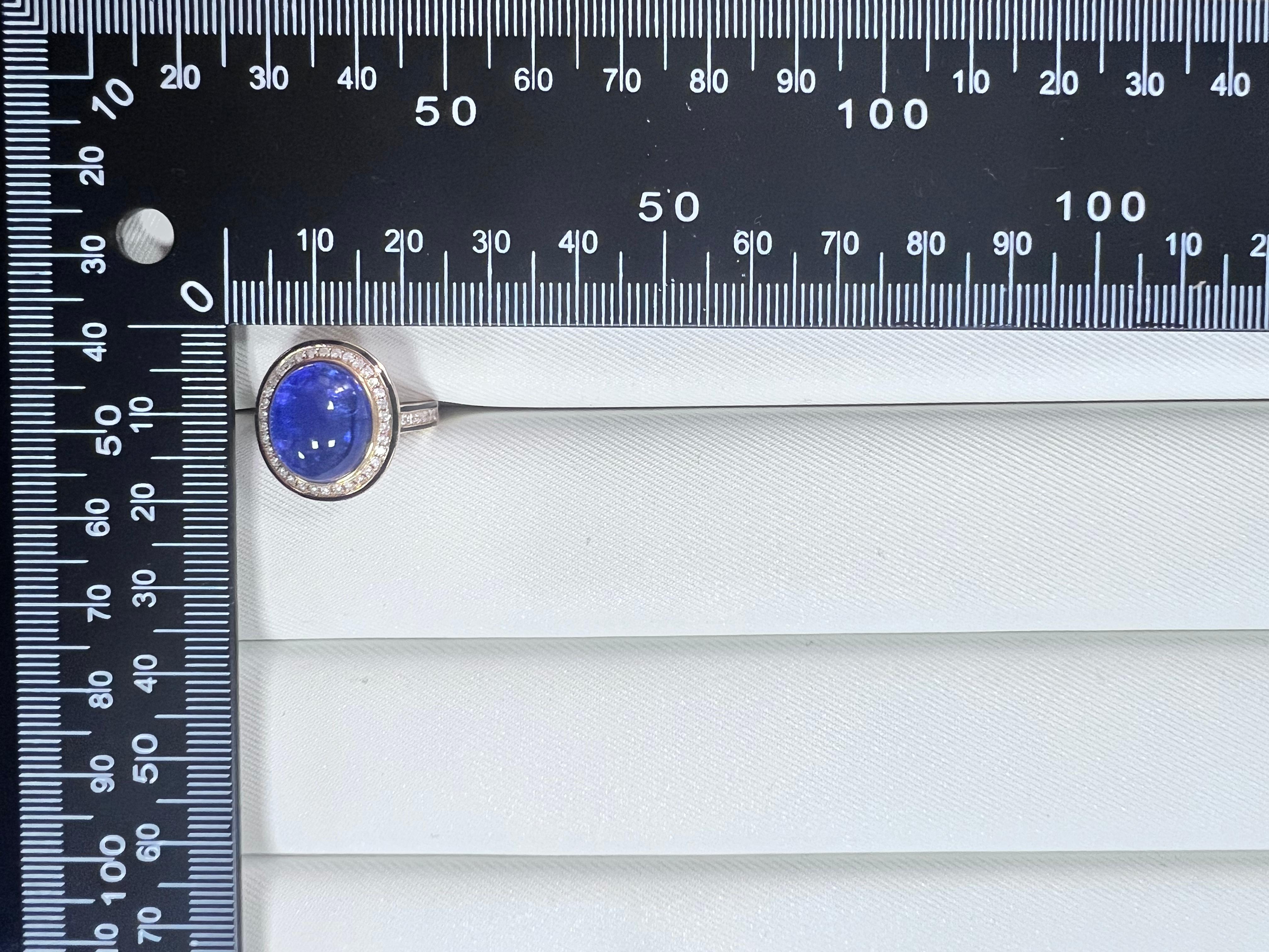 Bague en or jaune 18 carats Tanzanite 9,88 carats diamant émail en vente 1