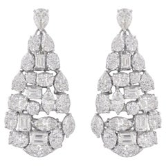 9.88 Ct Natural Diamond Chandelier Earrings 18k White Gold Jewelry