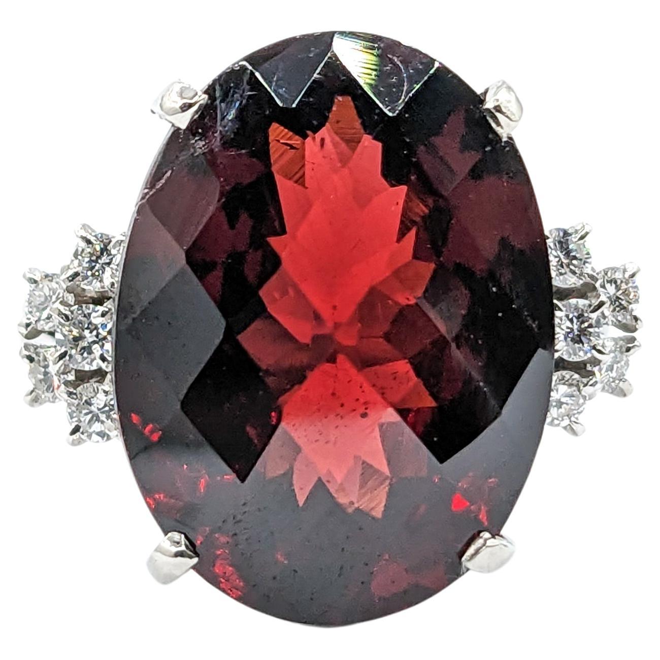 9.88ct Garnet & Diamond Ring In 850pt Platinum For Sale