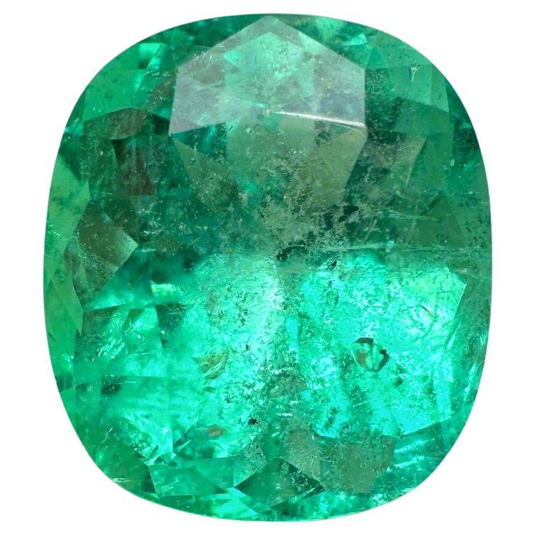 Esmeralda colombiana verde primavera de 9,89 quilates - Gema talla cojín alargada