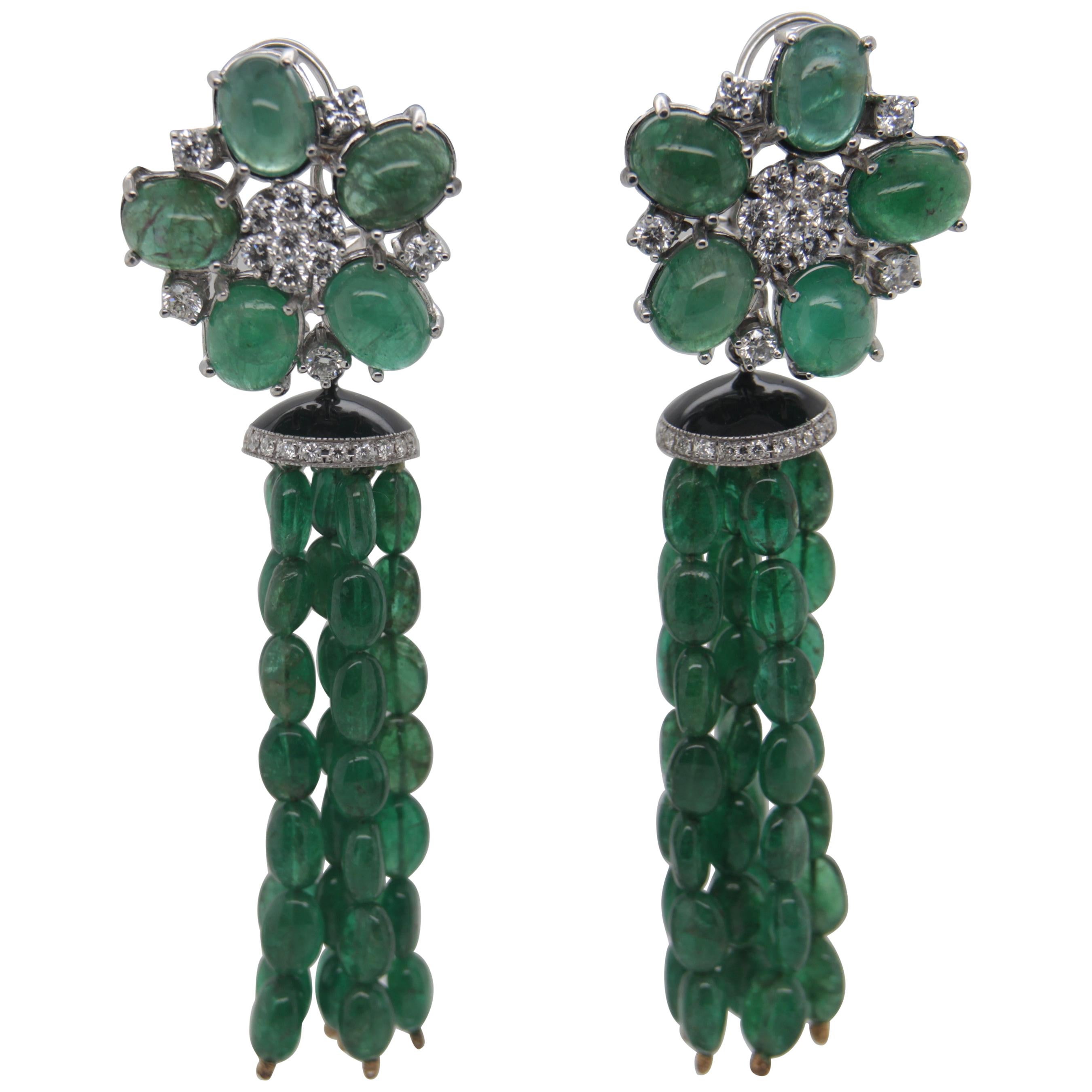 98.90 Carat Emerald and Diamond Earring in 18 Karat Gold