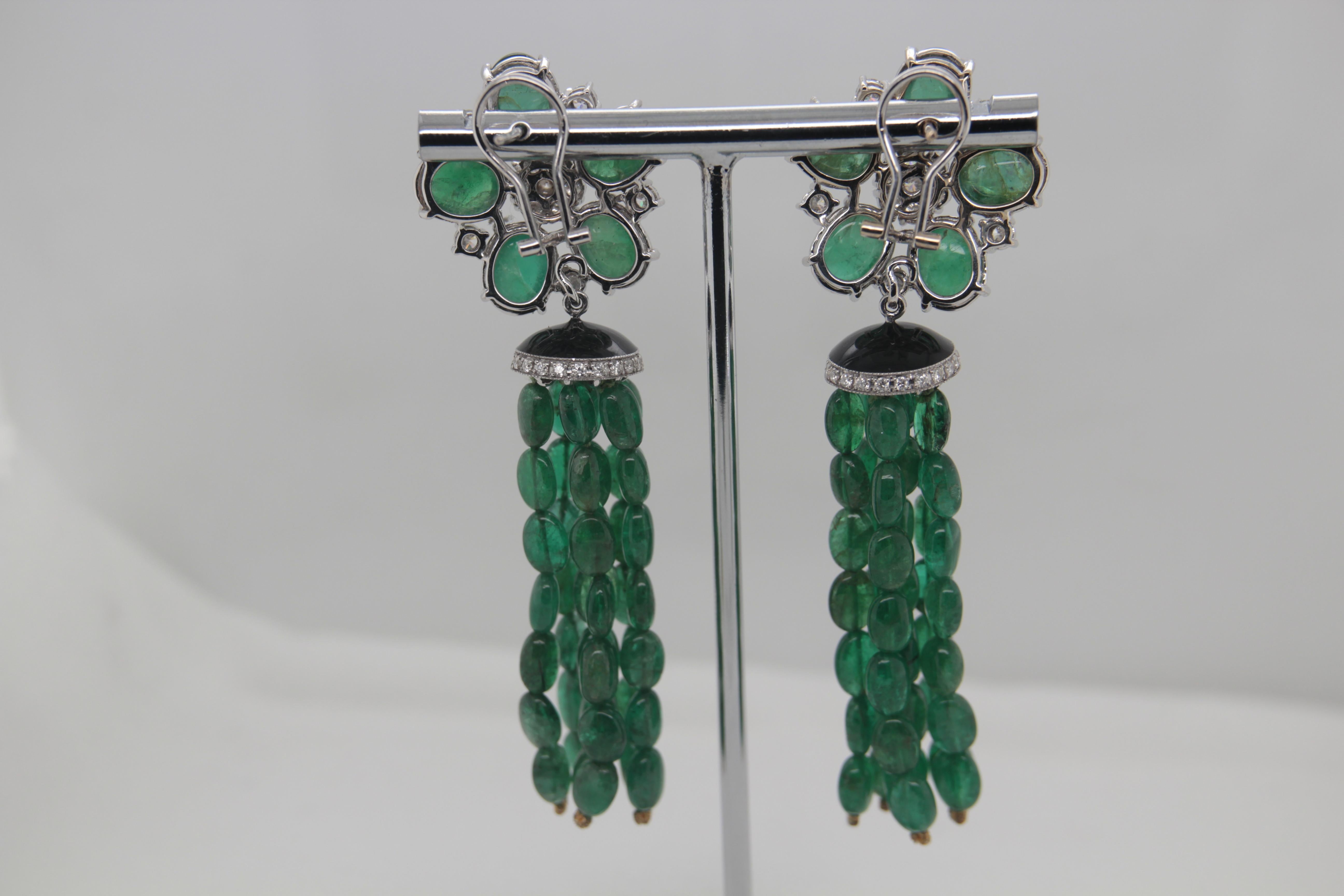 98.90 Carat Emerald and Diamond Earring in 18 Karat Gold 1