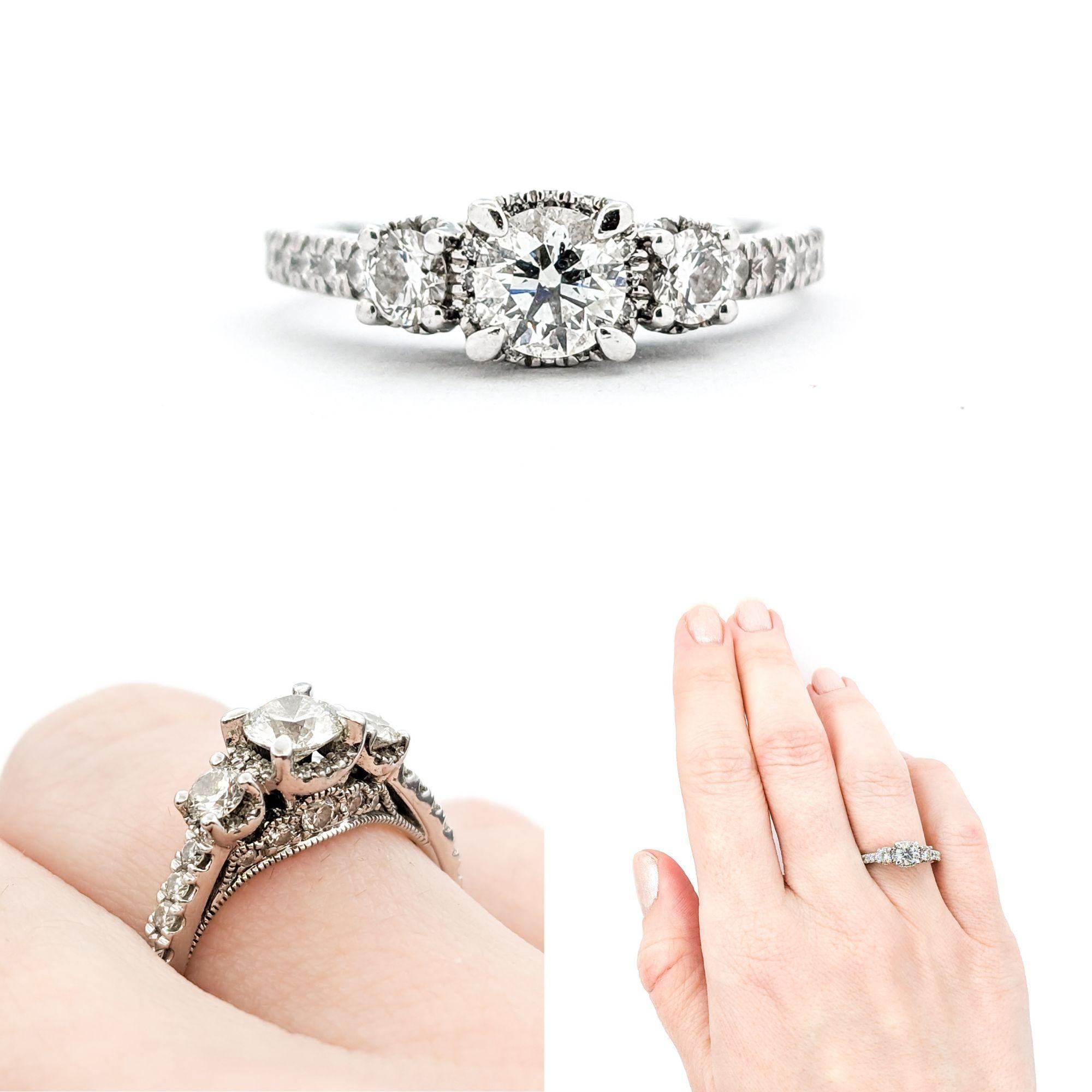 .98ctw Diamond Engagement Ring In White Gold

Presenting an exquisite Diamond Engagement Ring, meticulously crafted in 14kt White Gold, showcasing a stunning collection of diamonds totaling .98ctw. Each diamond has been carefully selected for its I