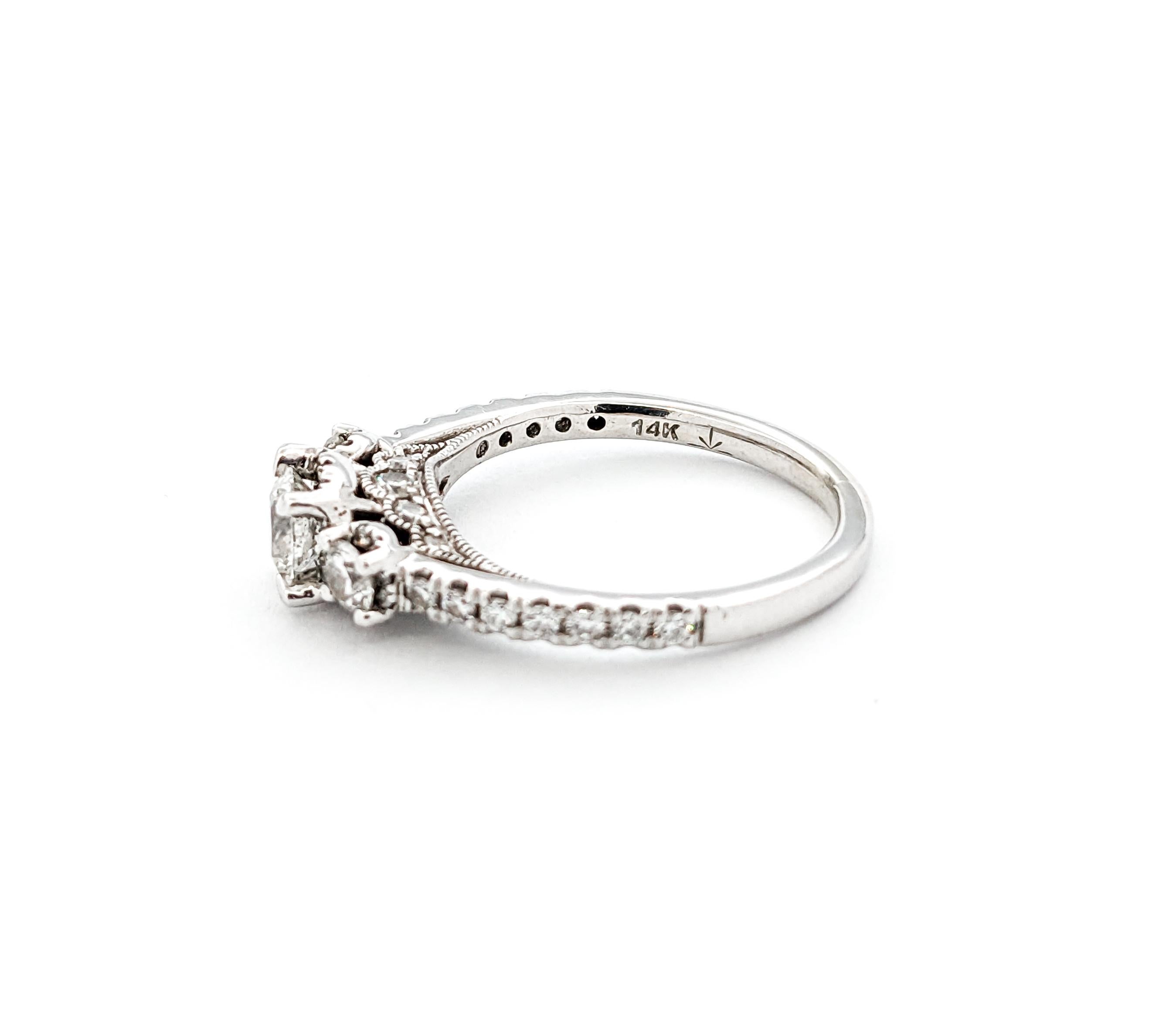 Women's .98ctw Diamond Engagement Ring In White Gold For Sale