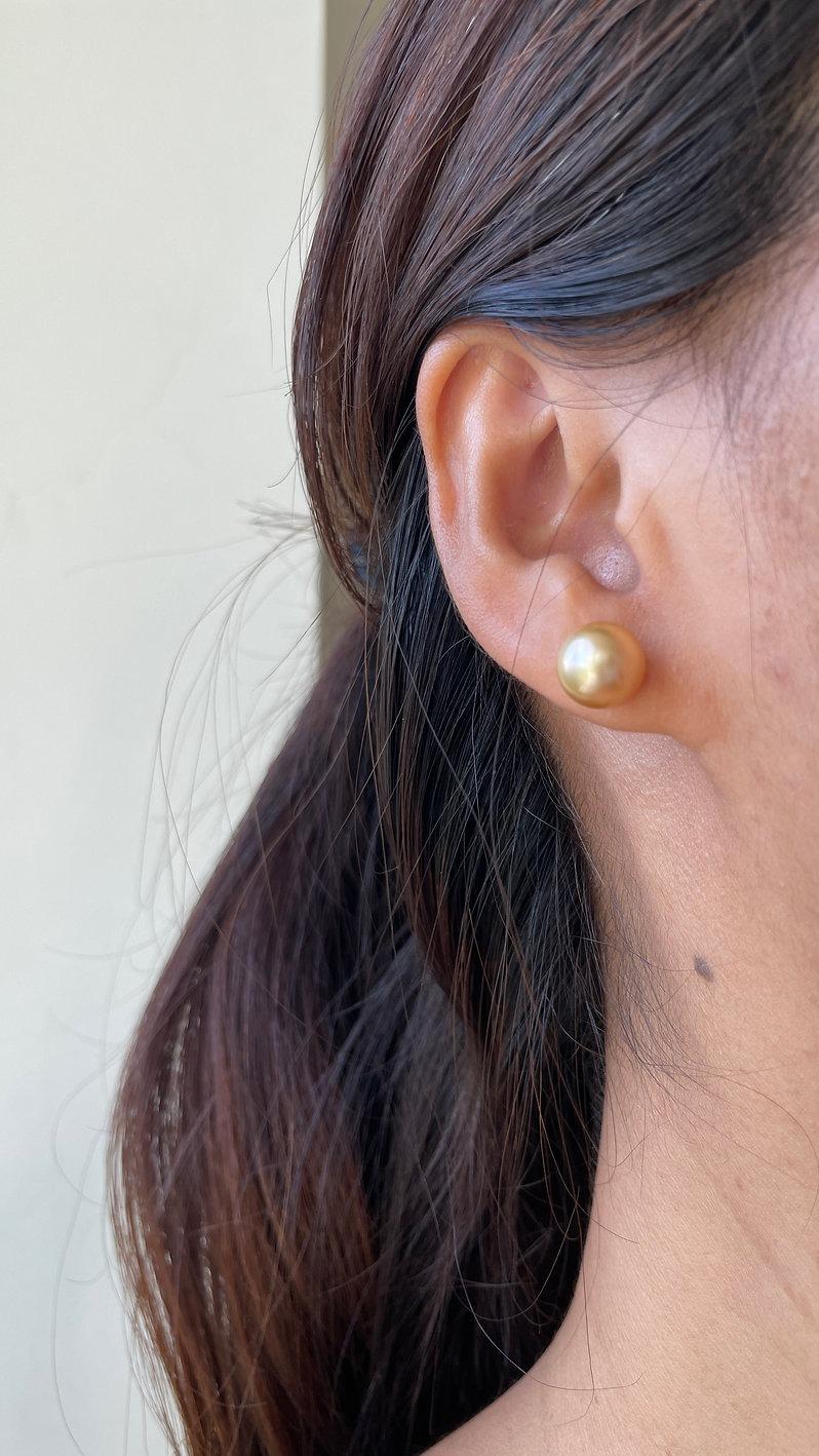 Boucles d'oreilles perles des mers du sud 9.8mm AAA en or 18K (Boucles d'oreilles perles) Pour femmes en vente