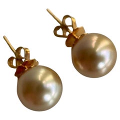 Orecchini di perle Golden South Sea da 9,8 mm di grado AAA in oro 18 carati (Orecchini di perle)